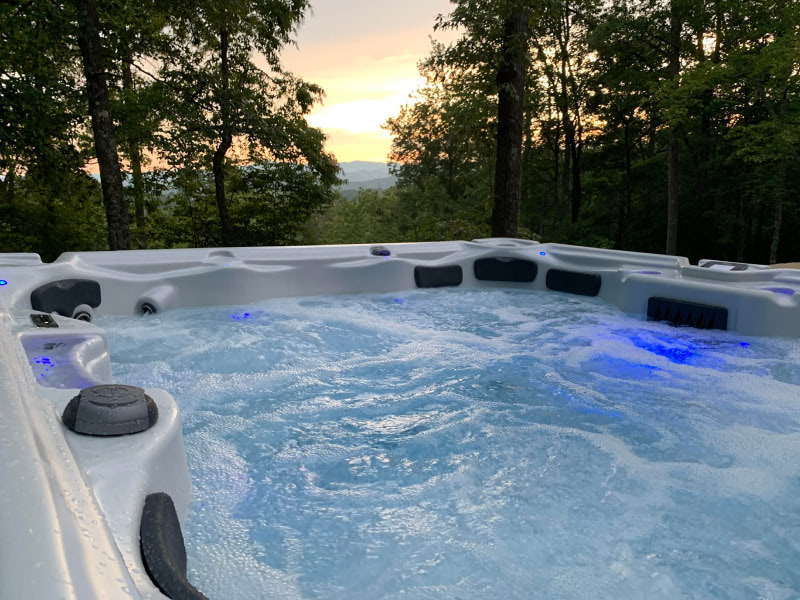 Hot tub with forest view